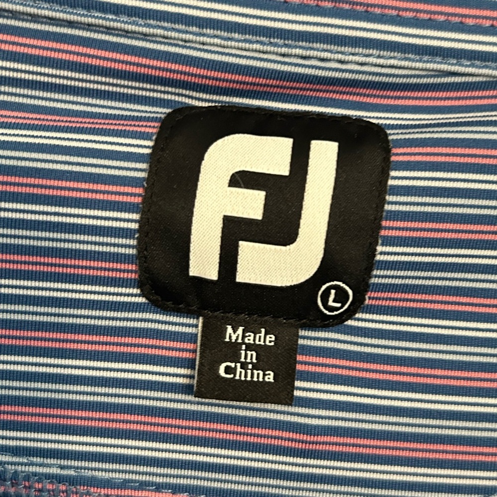 FJ | Men's Blue Striped Polo Shirt | Size Large. - Picture 2 of 5